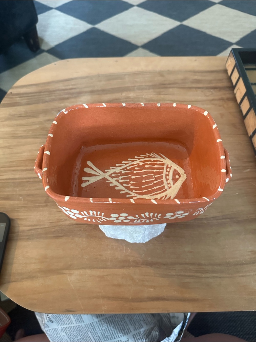 Cevalfer Terracotta handmade  Baker Dish  Fish Motif portugal used